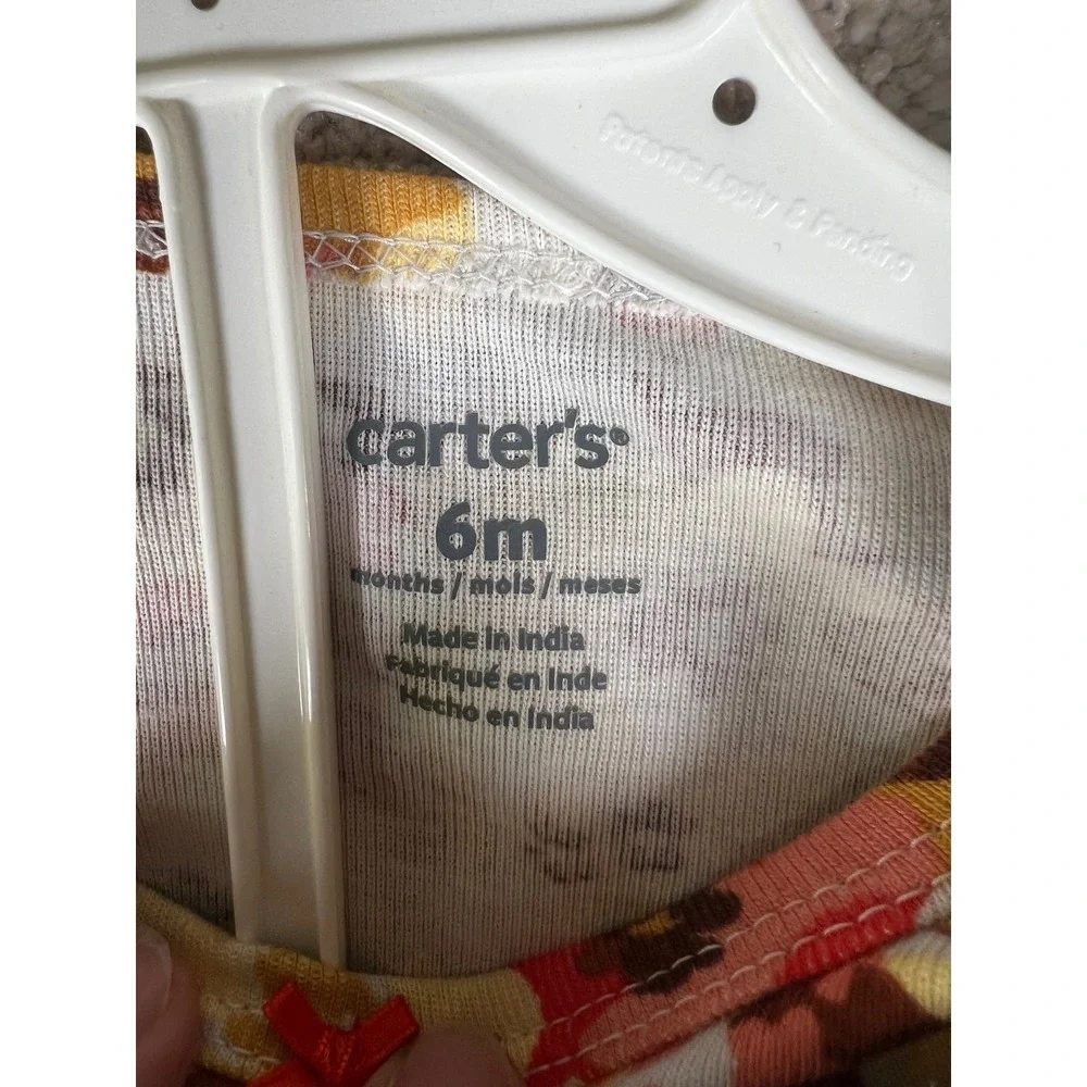 Carters Baby Girls 6M‎ 3-Piece Denim Jumper Floral Bodysuit and Tights Set NEW